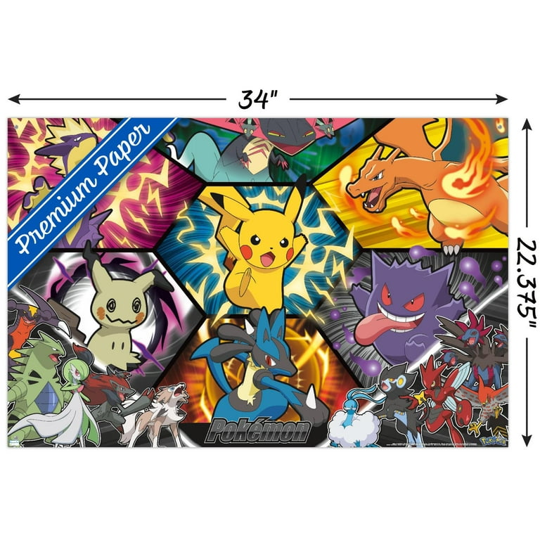 Pokemon: Battle Art - Group Wall Poster with Pushpins, 22.375