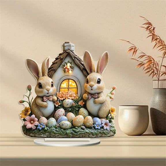 Decoraciones de Pascua, adornos de Pascua, regalos de Pascua. Dos lindos conejos de Pascua, decoración de escritorio para fiesta. Adorno impermeable y duradero de Alecs. Conejo para festival.