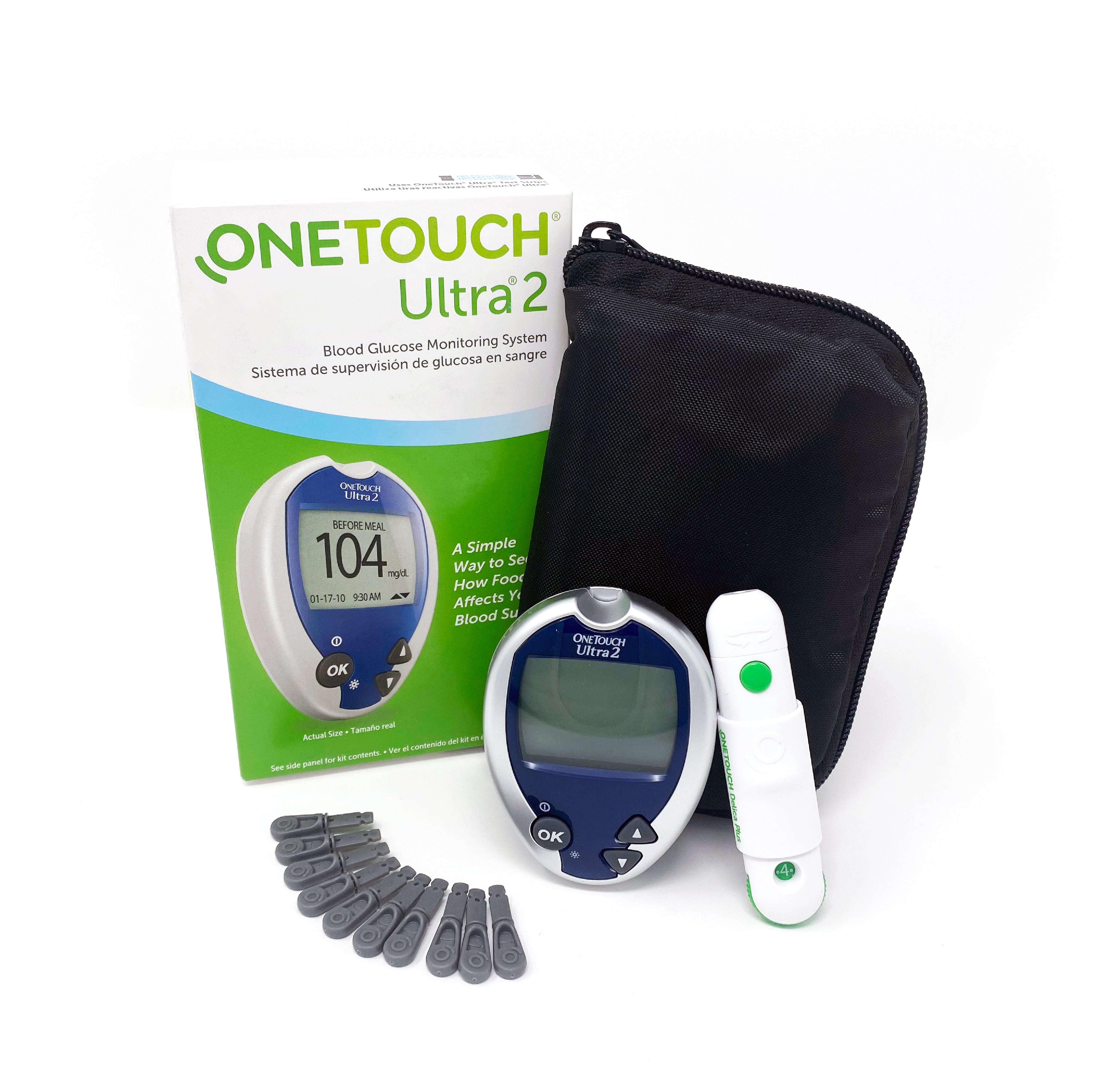 oorsprong Middelen Verslaafde OneTouch Ultra 2 Blood Glucose Meter | Glucose Monitor For Blood Sugar Test  Kit | Includes Blood Glucose Monitor, Lancing Device, 10 Sterile Lancets,  and Carrying Case - Walmart.com