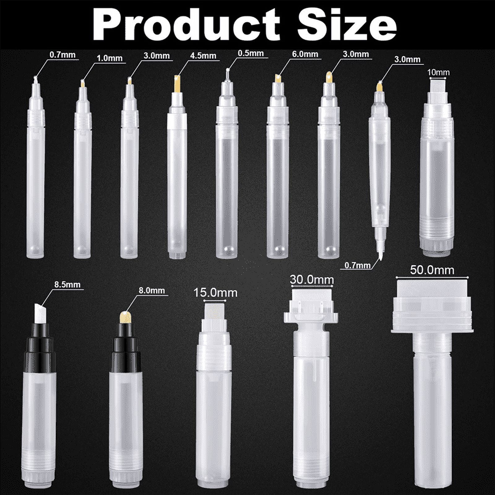 Set of 14 Fillable Blank Paint Touch Up Pen Markers Refillable Paint Pen Clear Empty Markers Empty Paint Tube