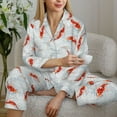 thumbnail image 4 of Wukai Koi Fish Corals,Spring Summer Print Women's Pajama Set - Soft Long Sleeve Sleepwear for Comfort and Style-XX-Large, 4 of 9