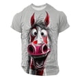 thumbnail image 4 of Men's Novelty 3D All-over Print T-Shirt, Vivid Crazy Horse Face Graphic Tee, Short Sleeve Round Neck, Comfortable Breathable Fabric, Funny Animal Design for Summer Casual, Theme Party Wear, 4 of 5