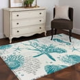 thumbnail image 4 of Turquoise Coastal Washable Area Rugs 3'x5', Starfish Shell Coral Seahorse Low Pile Throw Living Room Rug Non-Slip Sturdy Edge Binding Carpet for Indoor Entryway Bedside Kitchen, 4 of 9