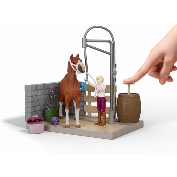 Schleich 26 PCS Sofias Horse Wash Playset with Horse, Rider Figure and Accessories