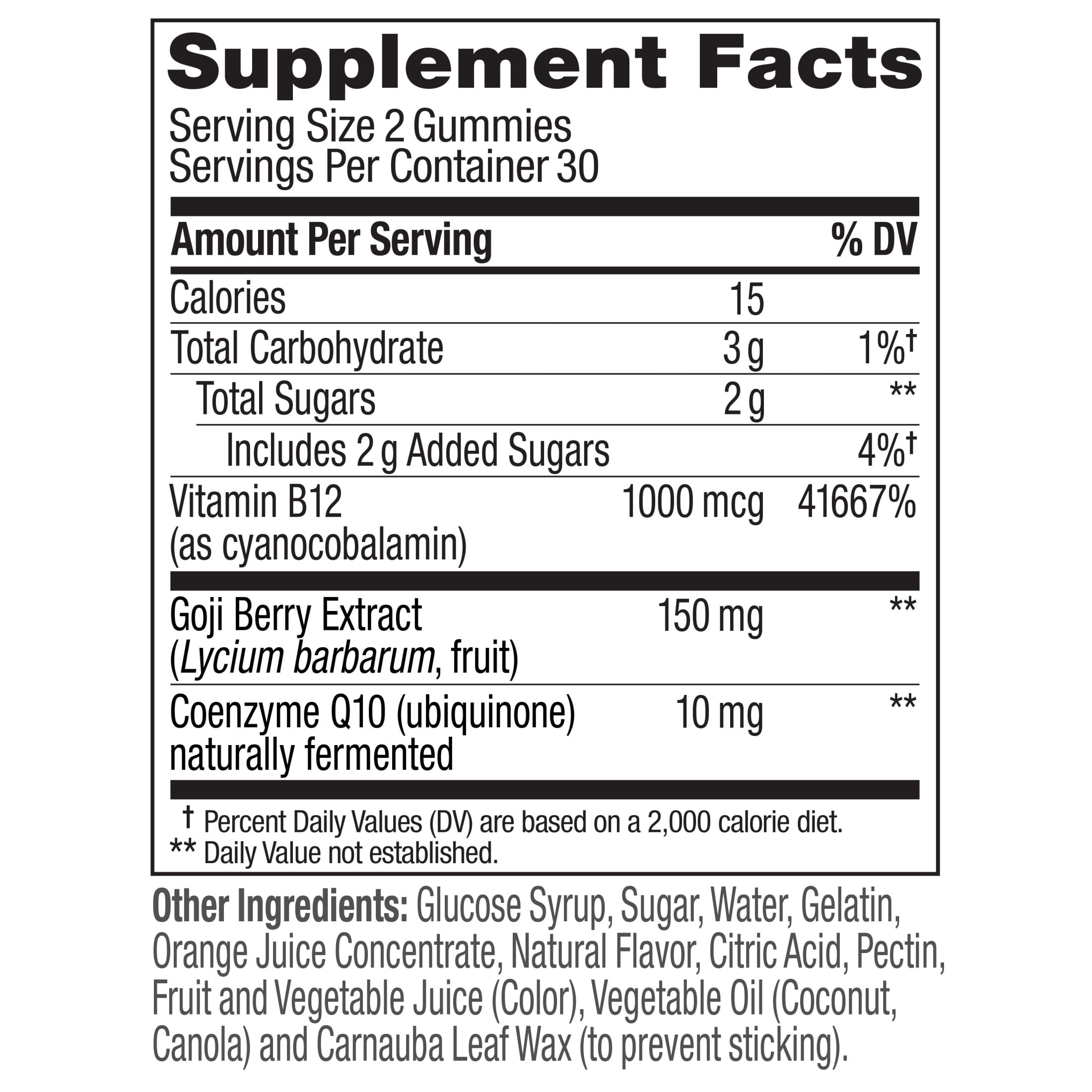 (3 pack) OLLY Extra Strength Daily Energy Gummy Supplement, 1000 mcg Vitamin B12, 60 Count