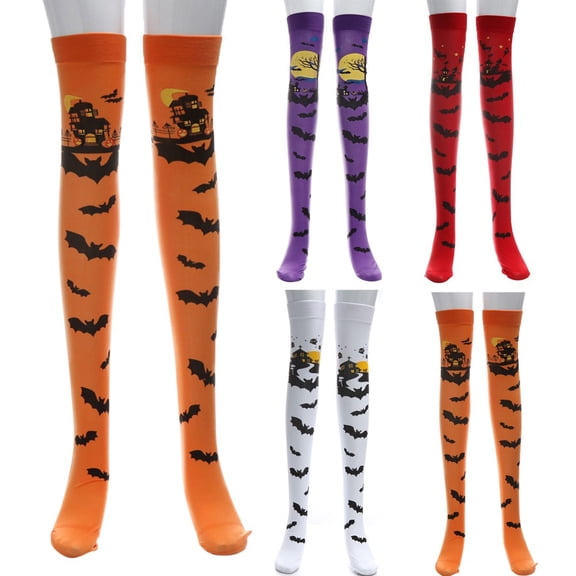 Halloween Under $ 5 Stockings Women Fashion Over Knee Long Socks High Stockings for Everyday Orange Stockings