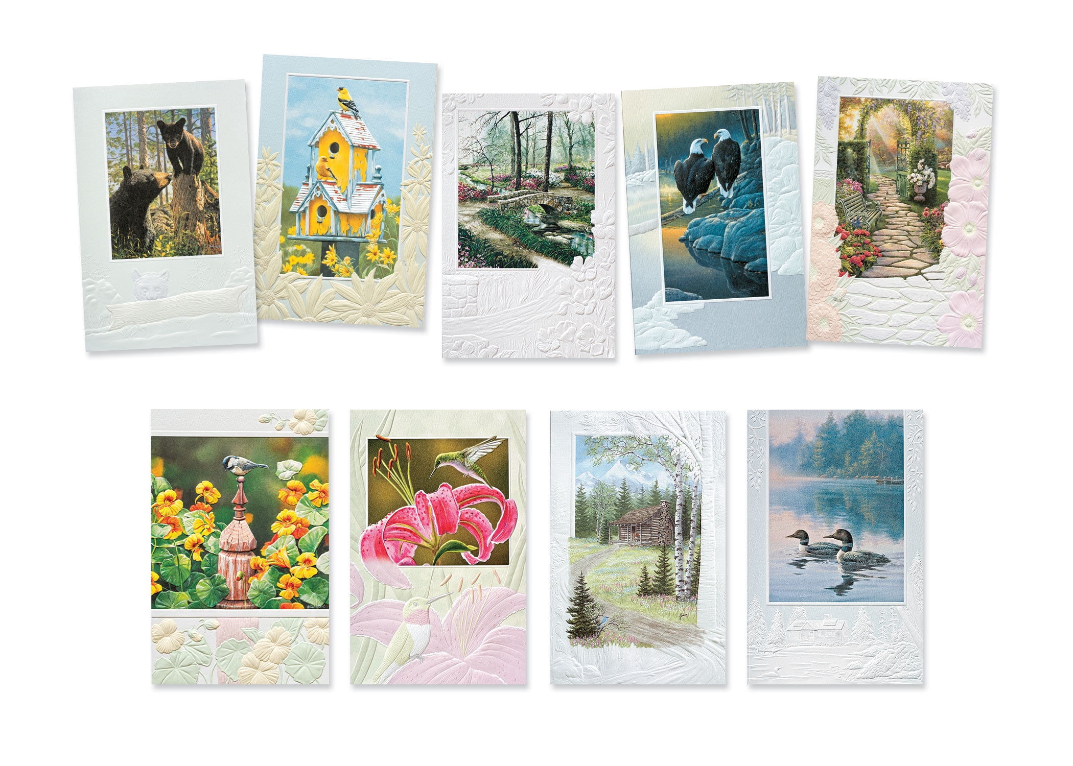 Pumpernickel Press Embossed Greeting Cards Boxed Assortment – Scenic Nature, 36 Count