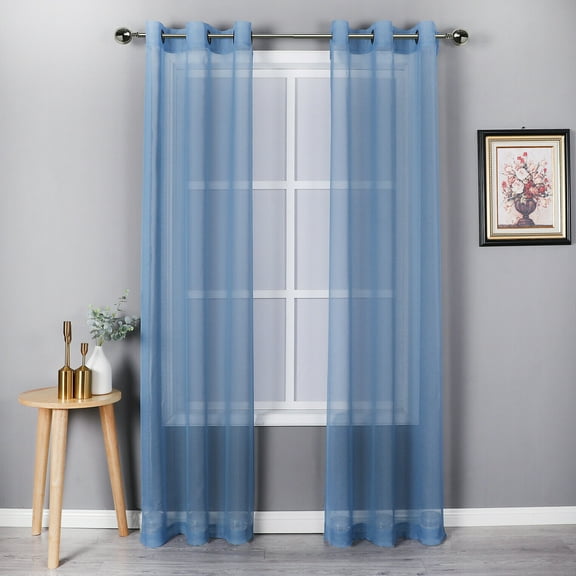 Basic Home Custom Sheer Voile Grommet Top Window Curtains - Blue