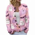 thumbnail image 2 of Pyhlmscde Women's Halloween Printed Sweater Casual Knit Cardigan, Womens Tops, Halloween Sweaters for Women, Cardigan Sweaters for Women, 2 of 6