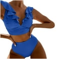 thumbnail image 1 of WEAIXIMIUNG Swimsuit Cover Up Skirt Short New Multicolor Ruffled V Neck Split Swimsuit High Waist Split Bikini Women's S, 1 of 4