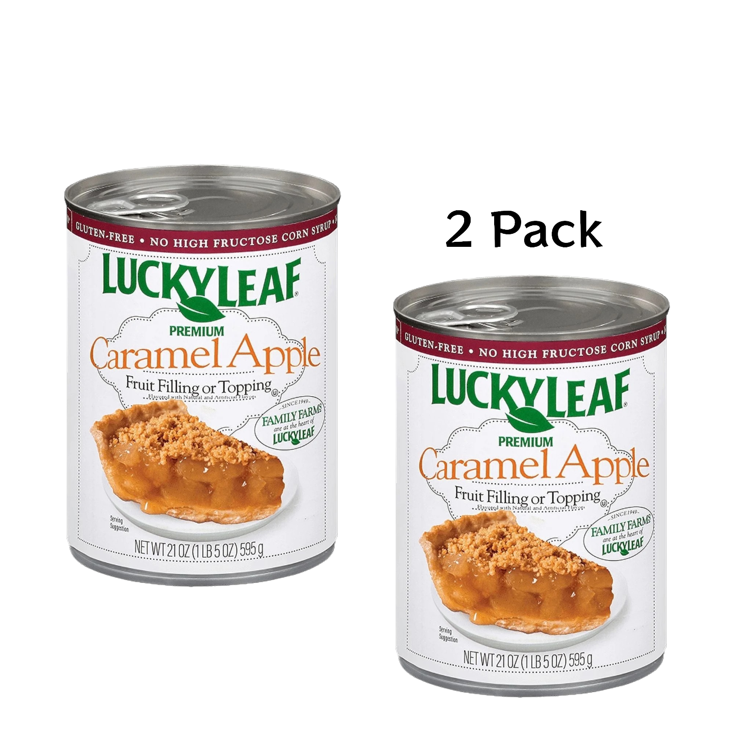 Lucky Leaf Premium Caramel Apple Fruit Filling 21oz Can ( 2 pack )