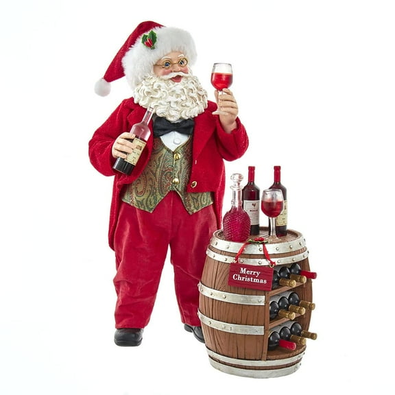 Kurt S. Adler Fabriché Wine Tasting, 2 Piece Set Santa, 10.5-Inches, Multi-Colored