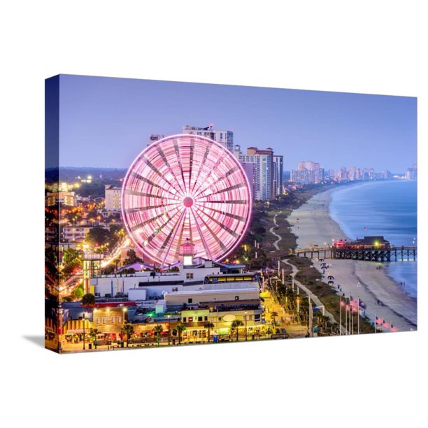 Myrtle Beach, South Carolina, USA City Skyline. Stretched Canvas Print Wall Art By Sean Pavone