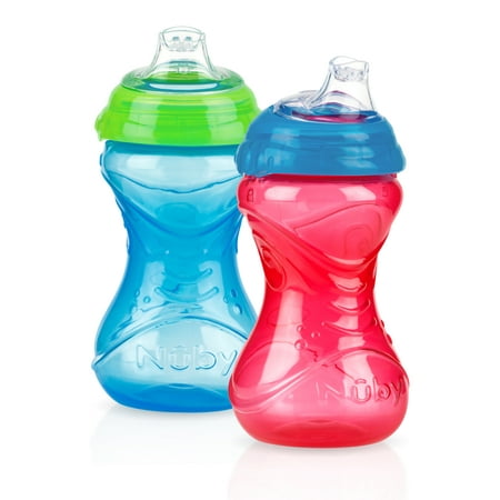 Nuby 10oz Clik-It Cup with Silicone Spout 2 Pack, Boy Assortment