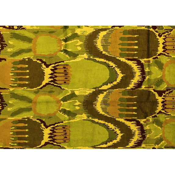 Ahgly Company Indoor Rectangle Abstract Yellow Modern Area Rugs, 2' x 3'