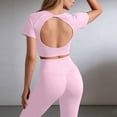 thumbnail image 4 of Aofany Workout Sets for Women 2 Piece Tracksuit Set Athletic Yoga Outfits Stretchy Yoga Workout Set Comfortable Gym Leggings And Short Sleeve Top Set, 4 of 5