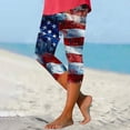 thumbnail image 2 of ZToonmas Women's Plus Size High Waist Independence Day Print Capri Leggings Slim Fit Cropped Trousers with Scalloped Hem for Summer, 2 of 5