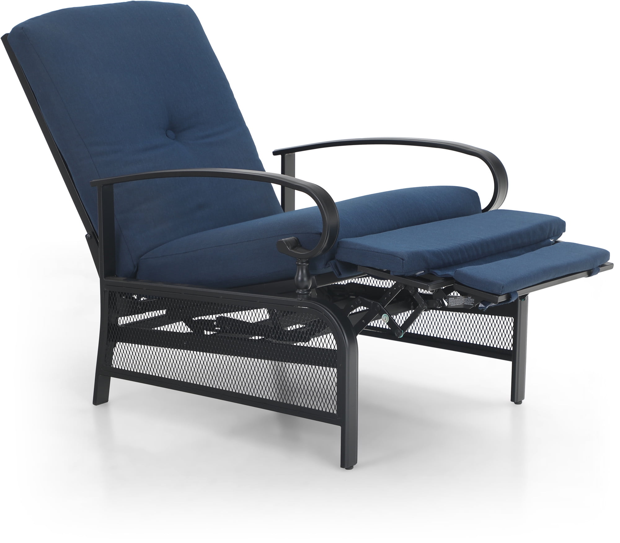 Outdoor Wicker Recliner Patio Chair with Cushions Latitude Run Cushion Color: Navy Blue