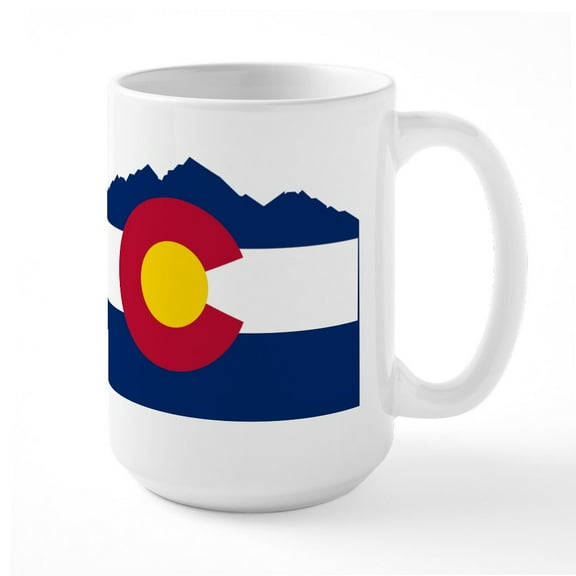CafePress - Colorado Mountain Flag Mugs - 15 oz Ceramic Large White Novelty Mug