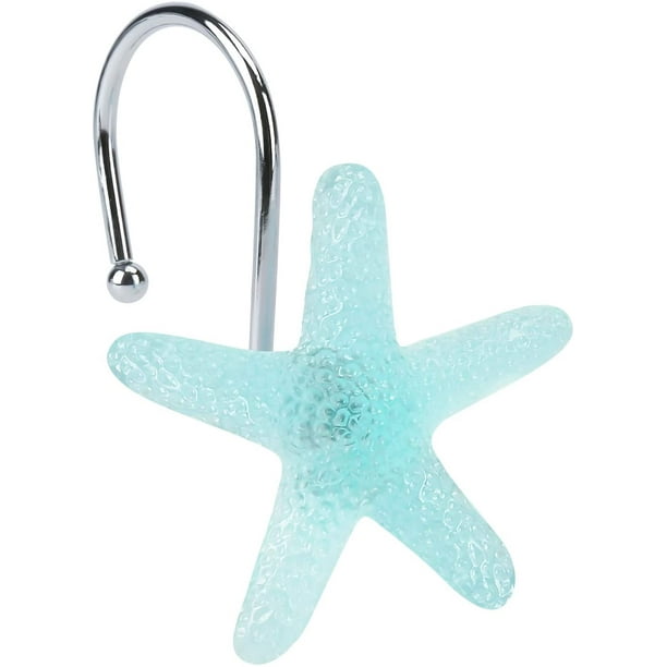 Shower Curtain Hooks, Set of 12 Glow in The Dark Starfish