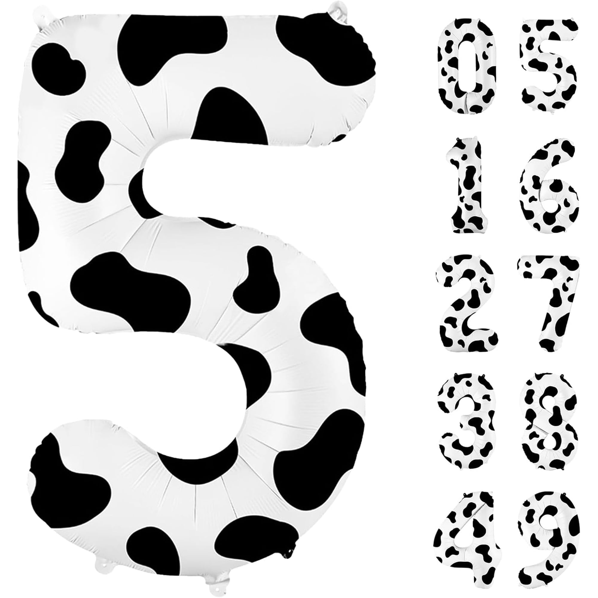 AUR 40 Inch Cow Print Balloon Number 5 balloons Cow Balloons for 5st birthday decoration Large Cow Number Balloons for western party decorations Baby Shower Animal Theme Party Holiday Decor