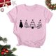 thumbnail image 2 of Navidad Mujeres Tops, Cuello Redondo Manga Corta Impresa Camiseta, Vintage Holiday Humor Tee Top, 2 of 4