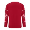 thumbnail image 6 of NMMUED Women's Fair Isle Sweater Crewneck Knitted Sweaters Fall Winter Vintage Long Sleeves Pullover Tops Red XXL, 6 of 9