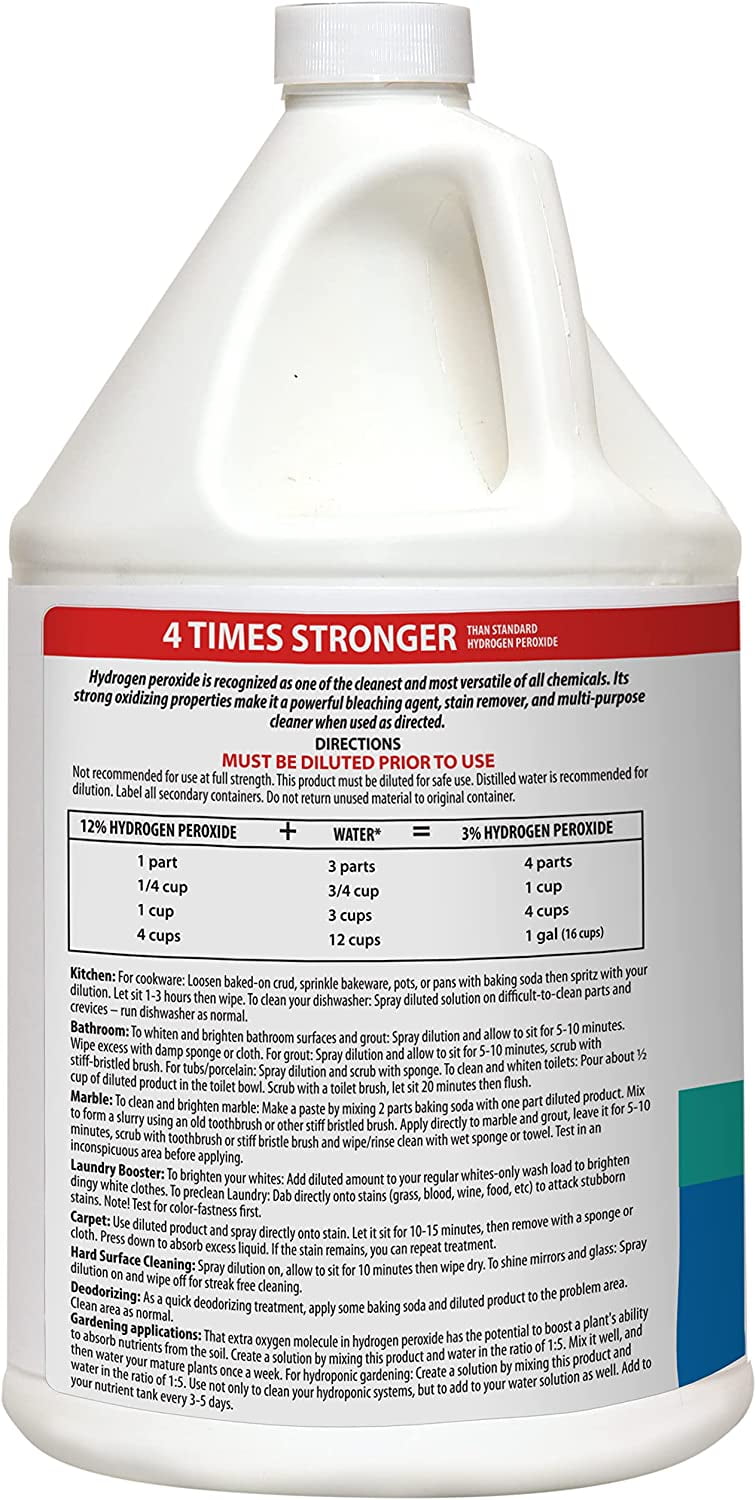 HARRIS 12% Concentrated Hydrogen Peroxide, 128oz, for Kitchen, Bath, Laundry, Home and Garden with Easy Fill Funnel