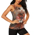 thumbnail image 2 of Logiee Adorable Kitten In Kimono Print Women's Workout Tank Top, Dry Fit Summer Tank Top,Gym Yoga Workout Sports Tee,Sleeveless Athletic Shirts-Small, 2 of 7