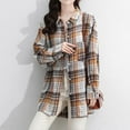 thumbnail image 2 of Winter Plaid Jackets for Womens Fashion Plus Size European Brushed Plaid Shirt Women's Long Sleeved Jacket Long Sleeved Hooded Casual Jacket, 2 of 4