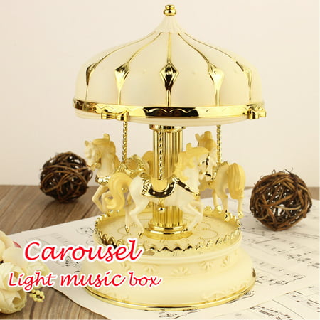 Iuhan New Octave Light Carousel Music Box Christmas Birthday Gift Carousel Music