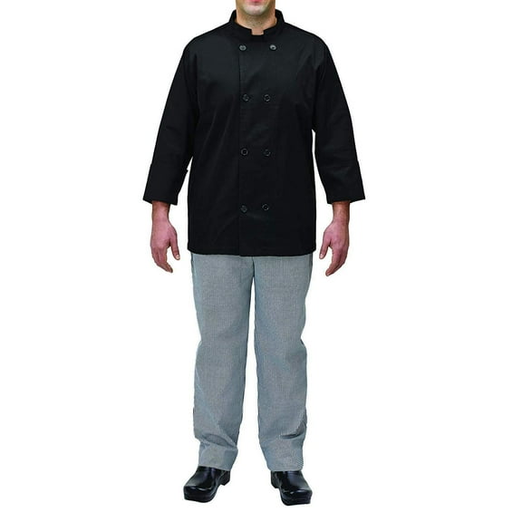 UNF-5KXL, Black Chef Jacket, Polycotton Chef Button Cook Shirt, Unisex Chef Uniform Apparel with Long Sleeves (XL)