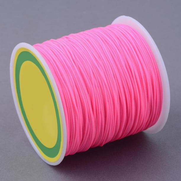 1 rollo de hilo de nailon para nudos chinos, cordón para abalorios y bisutería, color rosa intenso, 0,8 mm, 100 yardas/rollo.