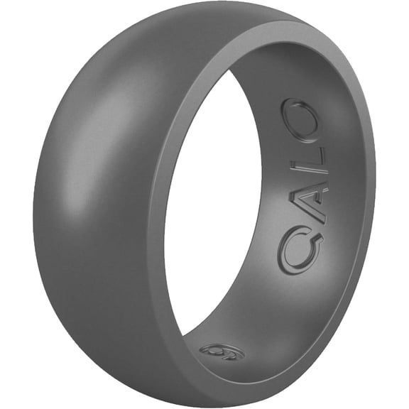 QALO Men's Grey Steel Classic Silicone Ring – Durable Wedding Bands with Flexible Comfortable Fit – Skin-Friendly and Lightweight Design – Size 08