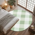 thumbnail image 3 of Sage Green Buffalo Check 3ft Round Rug, Farmhouse Plaid Modern Geometric Non-Skid Rubber Backing Large Area Rugs - Living Room Bedroom Home Office, Indoor Floor Mat Carpets Washable Rug, 3 of 9