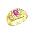 thumbnail image 5 of Rylos 14K Yellow Gold Classic 6X4MM Oval Star Ruby & Sparkling Diamond Ring - Birthstone Jewelry for Men -Size 10, 5 of 8
