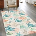 thumbnail image 3 of Teal Red Coastal Area Rugs Collection 2.7'x5', Retro Beach Nautical Sea Turtle Coral Non Slip Indoor Rectangle Throw Runner Rug Floor Mat Carpet for Living Room Dining Table Bedroom Nursery, 3 of 9