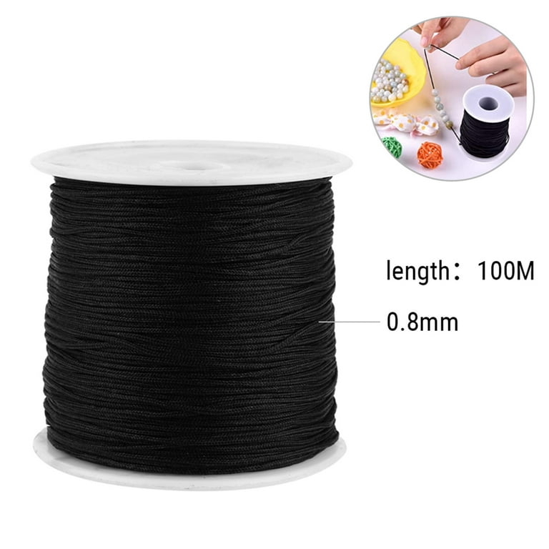 100M x 0.8mm Black Nylon String, Chinese Knotting Cord Tarred Twine Outdoor  String for Braided Bracelets, Beading, Necklaces, Jewelry Making 