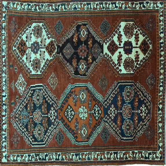 Ahgly Company Indoor Square Persian Light Blue Traditional Area Rugs, 5' Square