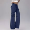 thumbnail image 6 of Girls Wide Leg Cargo Pants Size 10-12 Drawstring High Waist Sweat Pants Flap Pocket Hiking Trousers 5T, 6 of 6