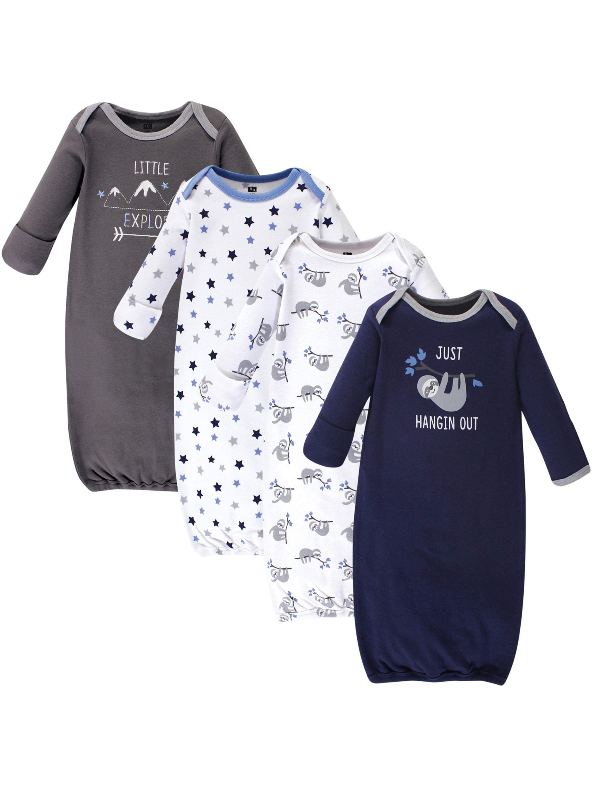 Hudson Baby Hudson Baby Newborn Boy Gowns, 4Pack