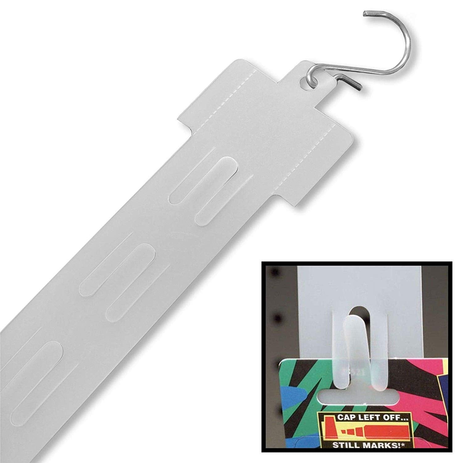 4 Hanging Merchandising Display Plastic Clip Strips for 12 items w/Metal S Hook 