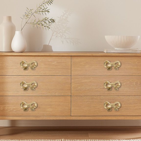 pluokvzr Bow Drawer Knobs Brass Bow Cabinet Knob Beautiful Bow Drawer Pulls Elegant Bow Cabinet Pulls Wear Resistant Bow Cabinet Handle Compact Bow Furniture Knobs for Home Dresser Wardrobe