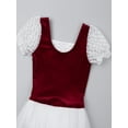thumbnail image 5 of CHICTRY Kids Little Girls Ballet Gymnastics Dress Velvet Leotard Tutu Dress Burgundy 5-6, 5 of 7