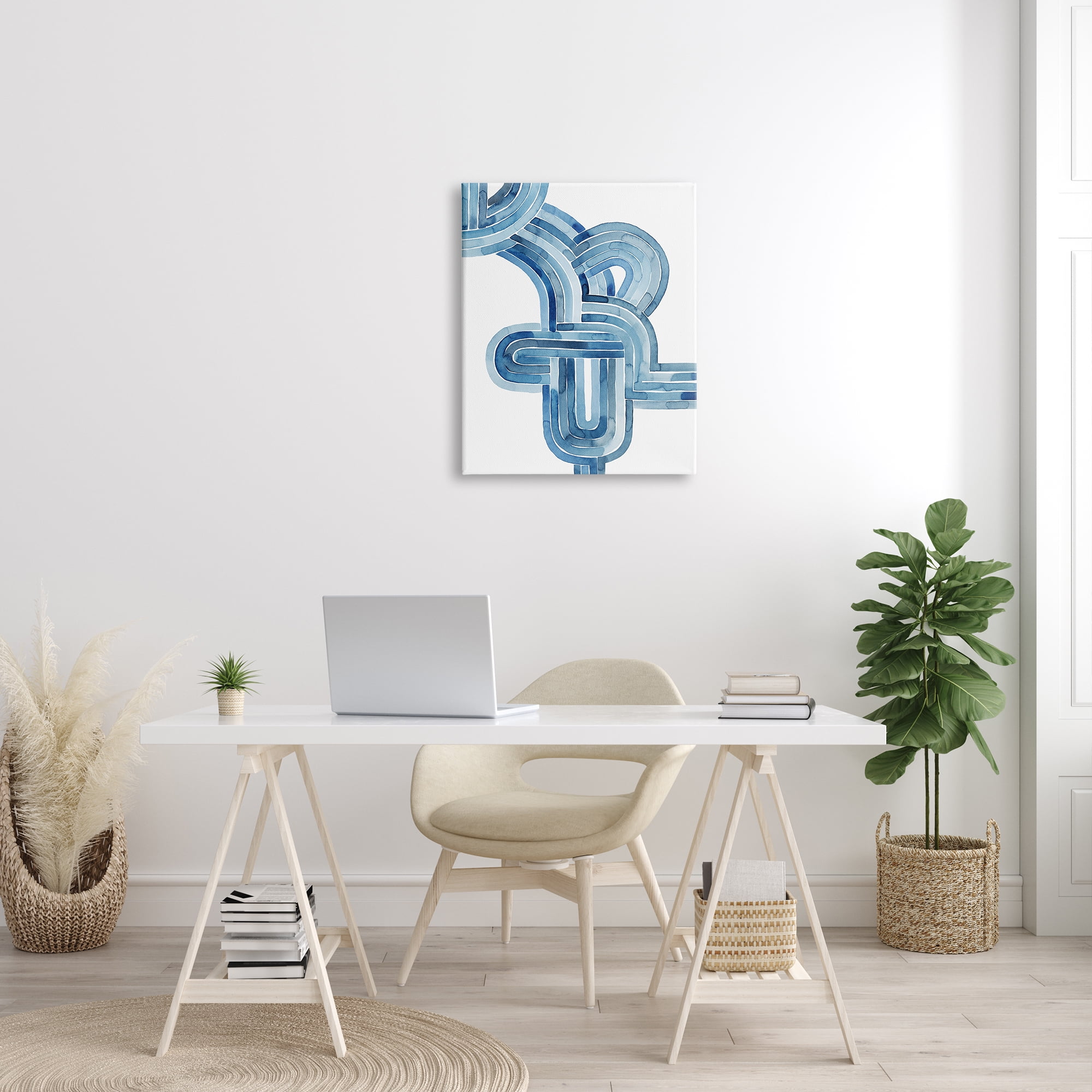 Stupell Industries Braided Blue Line Abstraction Modern Watercolor Weave, 24 x 30, Design by Grace Popp