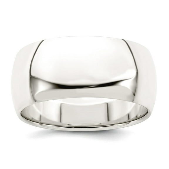 925 Sterling Silver Solid Polished Half Round 9mm Half-Round Band Size 10 Ring for Women and Men