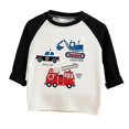 thumbnail image 4 of Ruyang Boys Girls Cotton Long Sleeve Shirts Cartoon Print Color Block Casual Tops Kids Classic Crewneck Tees Fall Winter Outfits, 4 of 4