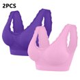 thumbnail image 4 of Lovskoo 2Pc Women's Sports Bra Lace Cami Bra Wireless Tank Top Bra Comfortable Everyday Bras For Women Leisure Purple, 4 of 9