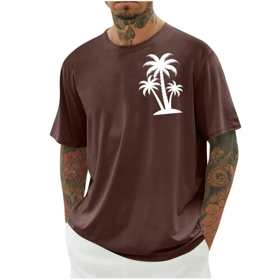 Men's Graphic T-Shirt Palm Tree Patterns Solid Casual Tee Shirt Summer Loose Fit Short Sleeve Beach Shirts