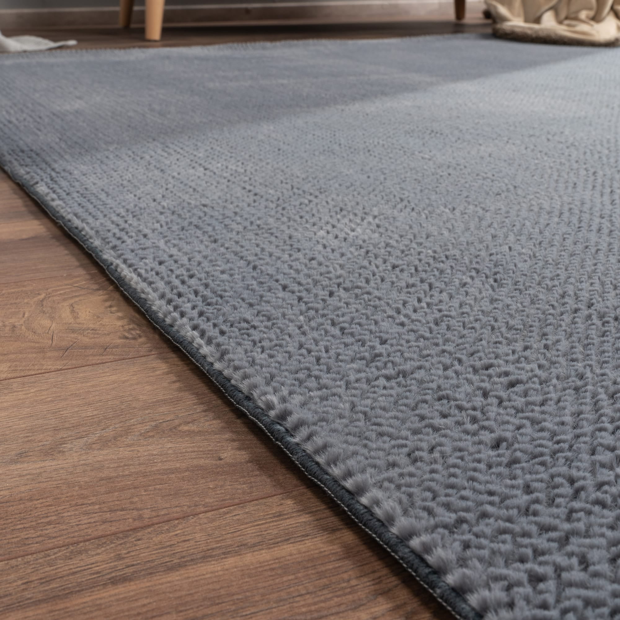 Paco Home Textured Area Rug Soft & Washable in Anthracite - 2'8" x 4'11" (3'x5')